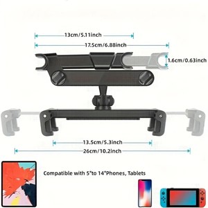 3-in-1 Auto-Kopfstützen-Tablethalter <span class=keywords><strong>iPad</strong></span>-Kompatibel Flexibel Einstellbare Rücksitzhalterung Roadtrip-Essentials Zubehör - Product Image 2
