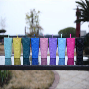 Logo personalizzato 24 oz tazza di plastica <span class=keywords><strong>caffè</strong></span> freddo diamante che beve doppia parete riutilizzabile Venti <span class=keywords><strong>dimensioni</strong></span> 24 oz chiodate tazze da bicchiere gioiello - Product Image 6