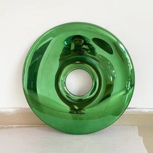 Decoración de pared de metal moderno, espejo redondo cromado, escultura de pared de acero inoxidable pulido, decoración de pared de espejo de donut hueco - Product Image 5