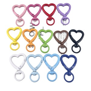 Hebillas de resorte de aleación de zinc con forma de corazón en colores macaron para accesorios de joyería DIY, colores surtidos al por mayor - Product Image 5
