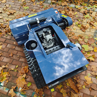 Petite tondeuse à gazon robotisée à chenilles, télécommande, coupe large pour un entretien sans tracas