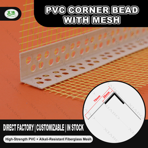 Profilo angolare rigido in PVC da 2,4 m con rete in fibra di vetro pre-incollata, protezione anti-crepa <span class=keywords><strong>per</strong></span> pareti in cartongesso, EIFS e intonaco - Product Image 4