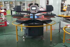 J Totalmente automático de doble cabezal Seis estaciones Prensa plana Sublimación neumática Máquina de prensa de calor de hierro 40*60 - Product Image 5