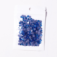 Strass en verre 3D ZK effet cristal, thermocollants, bleu Capri, haute qualité, écologiques, coupés à la machine, 12 facettes, double adhésif