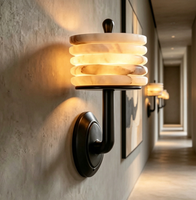 Lámpara de Pared LED Ovalada de Mármol Natural Estilo Italiano de Lujo Ligero para Decoración de Fondo de Habitaciones de Hotel y Alojamientos, Lámpara de Ambiente