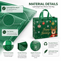 Sac fourre-tout en non-tissé de Noël en gros, réutilisable pour les kits cadeaux de communication de Noël, les événements presse de fin d'année, sac promotionnel avec logo personnalisé