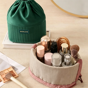 Bolsa Organizadora de Cosméticos de Gran Capacidad para Mujer, de Terciopelo y Poliéster, con Cierre de Cordón y Compartimentos con Letras, para Viaje - Product Image 6