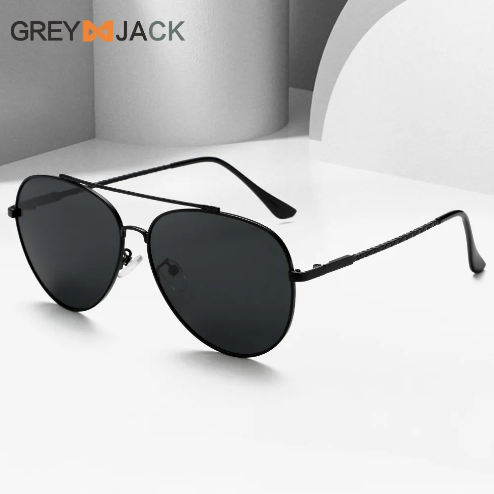 2023 Men Gold Frame Mirror Polarized Metal Trendy Mens Sun Glasses Sunglasses with logo branding