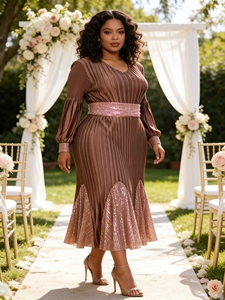 <span class=keywords><strong>Robe</strong></span> pour <span class=keywords><strong>femme</strong></span> Sheen, dernière mode, couleur unie, manches lanternes, estampage doré, plissée avec ceinture, élégante, décontractée, style Miyake, <span class=keywords><strong>grande</strong></span> <span class=keywords><strong>taille</strong></span> - Product Image 1