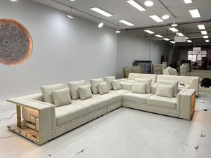 Ensemble de canapés modulaires de luxe italiens pour salon, meubles de villa, canapé moderne haut de gamme en tissu blanc, canapé d'angle - Product Image 2
