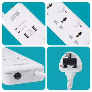 รางปลั๊กไฟวินนิ่งสตาร์ 6 ช่อง 2 พอร์ต USB ป้องกันไฟกระชาก ปลั๊กอเนกประสงค์ - Product Image 2