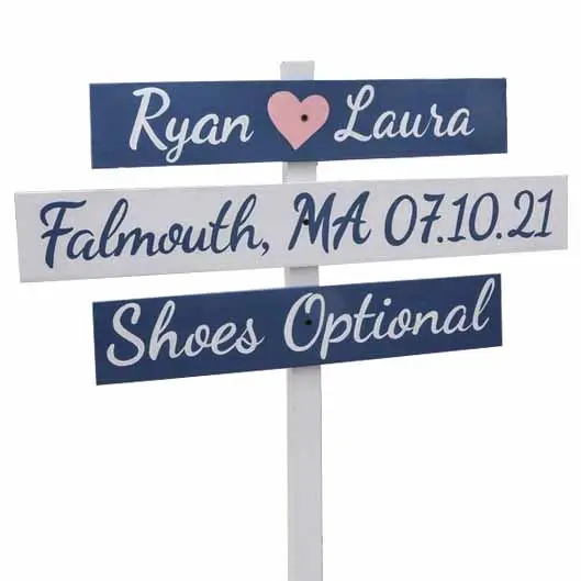 Wedding Sign Wood Beach Decor. Shoes Optional Directional Road Sign Unique Gift For Couple