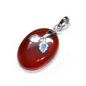 Pendentif de créateur en argent sterling 925, fait main, cabochon ovale, onyx rouge, plaqué or, motif cœur, bijoux tendance - Product Image 1