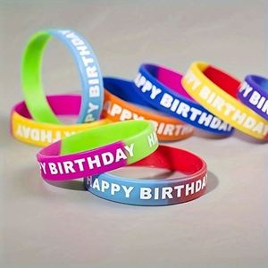 Bracelets en caoutchouc colorés, bracelets extensibles en silicone, logo personnalisé pour adultes et enfants, fête d'anniversaire - Product Image 5