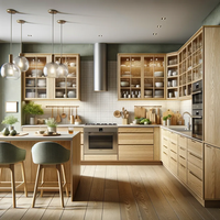 Projet de maison personnalisé îlot de cuisine en bois cuisine moderne Design rangement meubles de cuisine armoires