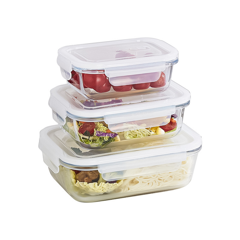 Borosilicate Glass Food Container Lunch Box PP Lid Office School Heat Resistant Microwavable Freezer Safe BPA Free Leakproof