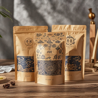 Support Emballage alimentaire imprimé personnalisé Pochette debout Sacs en papier kraft refermables à fermeture éclair avec votre propre logo