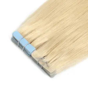 Tape-in Human Hair Extension Silky Straight Blonde Color Skin Weft