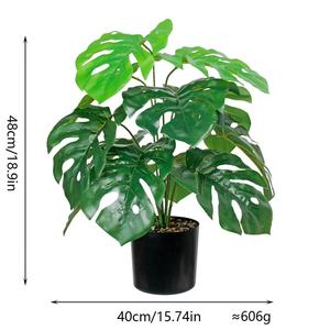 Grüne Kunststoff künstliche Pflanzen hohe tropische Palme Blatt gewebte Korb Simulation für zu Hause Wohnzimmer Büro Dekor Faux - Product Image 4