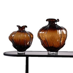 Modern Wave Shaped Glass Flower <b>Vase</b> Creative <b>Amber</b> Hydroponic Flower <b>Vase</b> - Product Image 5