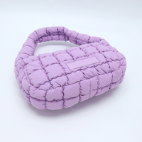 Tas Tote Puffer Custom OEM ODM Wanita, Tas Selempang Quilted Puffy, Tas Fashion Ringan Berlapis, Grosir