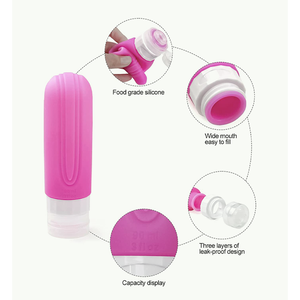 Bouteilles de voyage approuvées par la TSA de 3 oz, ensemble de voyage rechargeable pour articles de toilette, kit de bouteilles de voyage étanches en silicone - Product Image 4