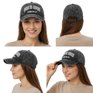 Casquette de baseball vintage délavée God Is Good All The Time, 6 panneaux, réglable, en coton, style décontracté unisexe - Product Image 2