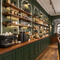 Meubles de magasin et vitrine en verre pour comptoir de bar, décoration de café, design intérieur pour boutique de café et boulangerie
