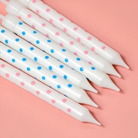 Venta al por Mayor de 6 Velas de Cumpleaños con Puntos Azules y Rosas, Velas Finas de Cera de Parafina con Soportes para Fiestas y Celebraciones