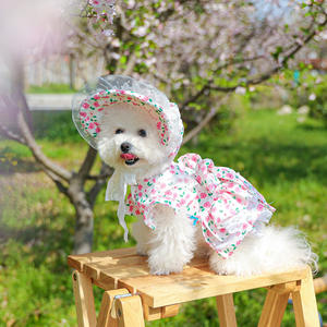 Fabricant vente en gros de chapeaux <span class=keywords><strong>Bonette</strong></span> mignons pour animaux de compagnie vêtements et robes pour chiens Monet Garden Spring Summer Tea Party - Product Image 3