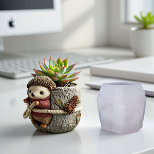 3D Animal maceta jarrón molde <span class=keywords><strong>de</strong></span> silicona para Resina <span class=keywords><strong>yeso</strong></span> hormigón cemento arcilla suculentas maceta molde resina epoxi Kit para DIY - Product Image 1