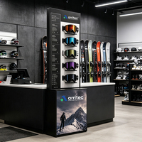 Présentoir métallique personnalisé pour lunettes de ski et de snowboard avec logo pour magasin de snowboard et présentation extérieure
