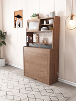 Armoire de rangement pliante intelligente pour cuisine moderne, finition chêne, gain de place, avec table à manger extensible, montage mural, garantie de 3 ans