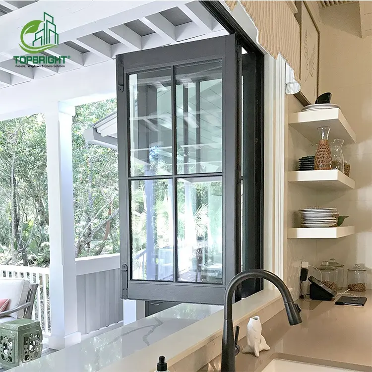 Aluminium tempered glass folding balcony window horizontal aluminium bifold window for home