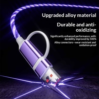 Kabel USB C Pengisian Cepat Portabel Dual-ke-Tiga dengan Konektor Micro USB Type-C 5 in 1 Desain Menyala untuk Ponsel Super Cepat