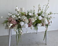 Chemin de table floral artificiel personnalisé en soie rose, blanc et vert PPS pour cheminée, idéal pour les arrangements décoratifs de mariage
