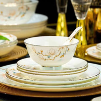 70pcs ménage nouveau style chinois bols et assiettes ensemble de vaisselle en céramique