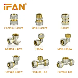 IFAN Brass PEX Pipe Fittings Hot Water Elbow Tee Brass PEX Compression Fittings