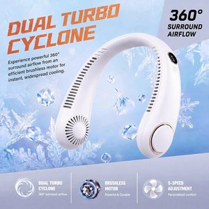 พัดลมคล้องคอแบบพับได้ 5 ระดับความเร็ว ไม่มีใบพัด แบตเตอรี่ 1800mAh ชาร์จผ่าน Type-C ปรับหมุนได้ 360 องศา ใช้ในบ้าน รถยนต์ หรือพกพา ขายส่งจำนวนมาก - Product Image 3