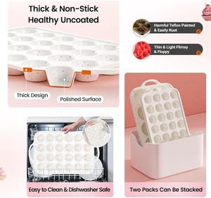 Silicone <b>Mini</b> Muffin Pan With Metal Reinforced <b>Frame</b> - 24 Cups Durable Silicone Cupcake Pan for Muffin - Product Image 6