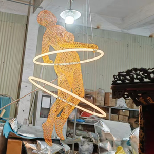 Iron Art Hanging Lamp <strong>Soul</strong> Translucent Atmosphere Mood <strong>Lighting</strong> 3D Model Chandelier Sculpture Statue Hurdles Gymnast - Product Image 3