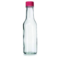 Bouteille en verre de 150 ml (5 oz) ou 240 ml (8 oz) pour sauce tomate, sauce piquante, sauce chili, vinaigrette, avec insert verseur et bouchon noir scellé
