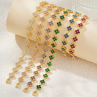 Gelang Tenis Zirkonia Kubik Unisex Super Populer, Trendi, Warna-warni, Potongan Cantik, Cocok untuk Pesta Pernikahan, Prom, Hiphop, Berlapis Rhodium, Kuningan, Dapat Ditumpuk