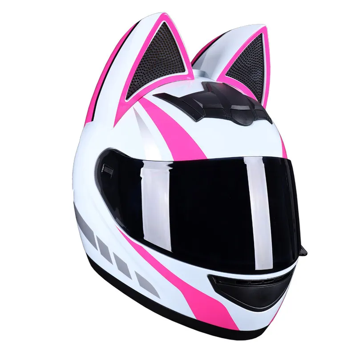 cat ear motorcycle helmet dot Bluetooth Helmet, Certification Full Face Flip-Up Motorbike Helmet, Cool Cute Cat Helmets with HD Visor and Ventilation Syste, for Adults Men Women S~XL : Automotive Adult Personalized Cat Ear Motorcycle