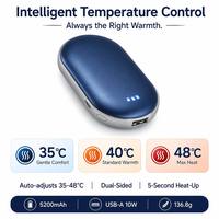 Calentador de Manos Eléctrico con Banco de Energía de 5200mAh 35-48 ° Calentador Inteligente C Smart Temp de Doble Cara, Recargable por USB-C en 5 Segundos, de Aluminio, OEM