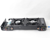 Réchaud à gaz portable double brûleur pour camping extérieur, cuisinière au butane, barbecue, plaque de cuisson double portable pour camping