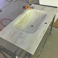 Plan de toilette moderne en pierre artificielle acrylique massif pour salle de bain