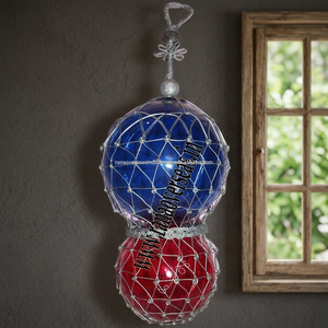 Bolas Flotantes de Cristal de Lujo Azules y Rojas con Técnica de Mosaico para Decoración Navideña, Bodas, Hogar y Playa - Product Image 2