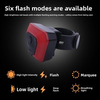 Feu arrière de vélo rechargeable par USB, LED 300 mAh, 6 modes de clignotement, lumière de sécurité à clipser pour casque, vélo, conduite nocturne