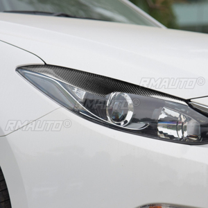 1 par de cubiertas decorativas para faros delanteros de coche, de fibra de carbono real, para MAZDA-3 Mazda3 Axela 2016-2017, accesorios para coche - Product Image 6